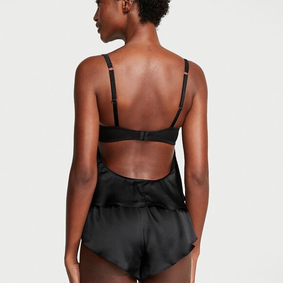 S Victoria's Secret Bow-Topped Satin Cami Set Shine Straps NWT - Picture 2 of 4